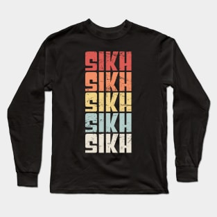 Retro 70s SIKH Text Long Sleeve T-Shirt